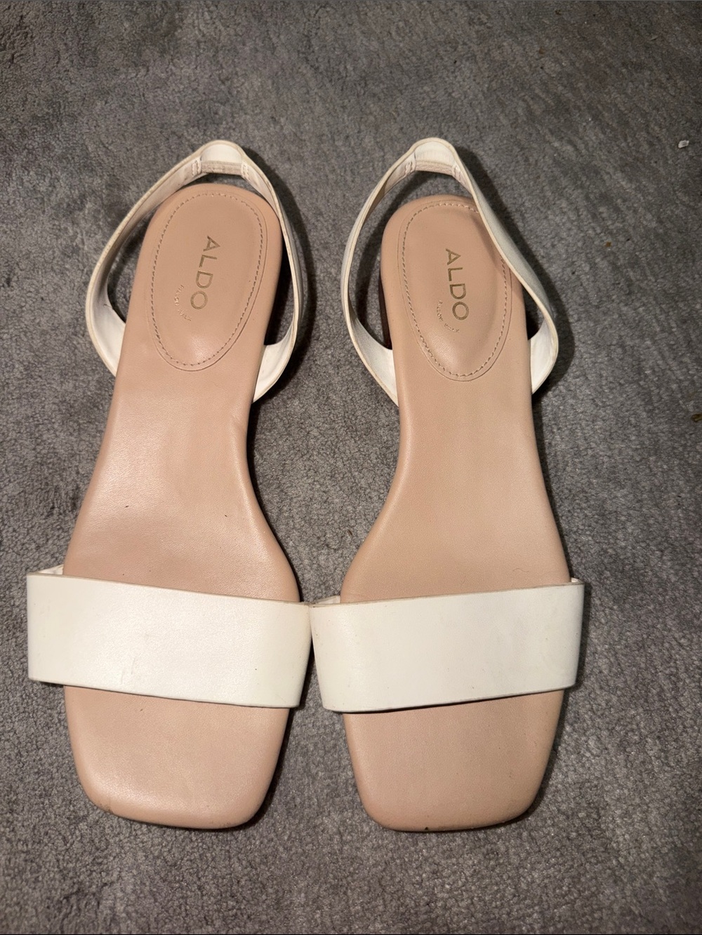 ALDO White Leather Slingback Flat Sandals